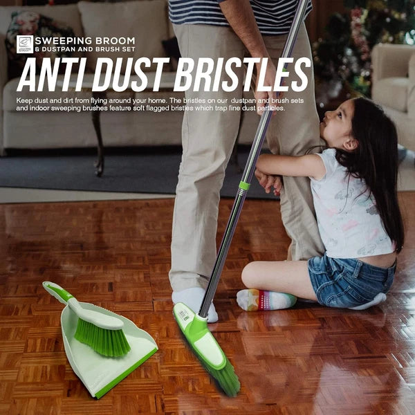 Sweeping Broom Indoor with Matching Dustpan and Brush Sets, Household Cleanin...