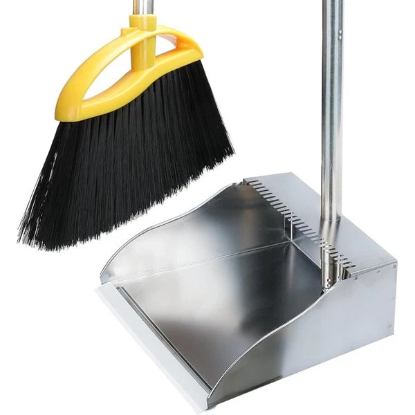 Broom & Dustpan Set Adjustable Handle Soft Bristles Indoor Floor Cleaning Tool