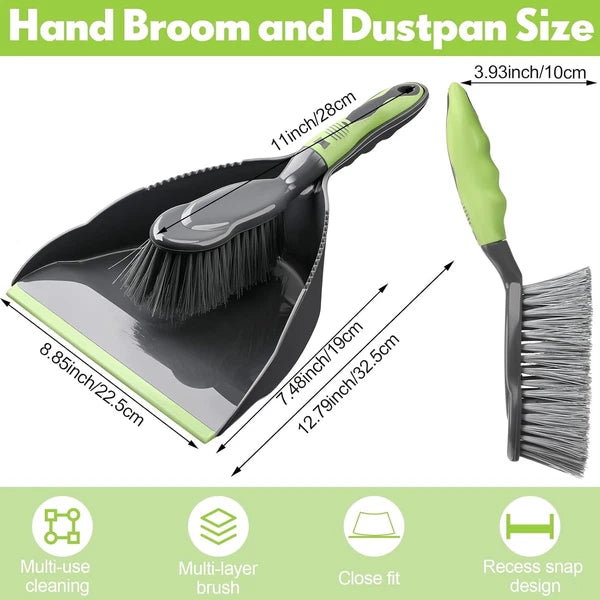 Set of 6 brooms and dustpans, small dustpan with broom,