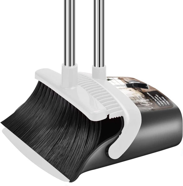 Effortless Cleaning with Long Handle Broom & Dustpan Set – Toothed Dustpan