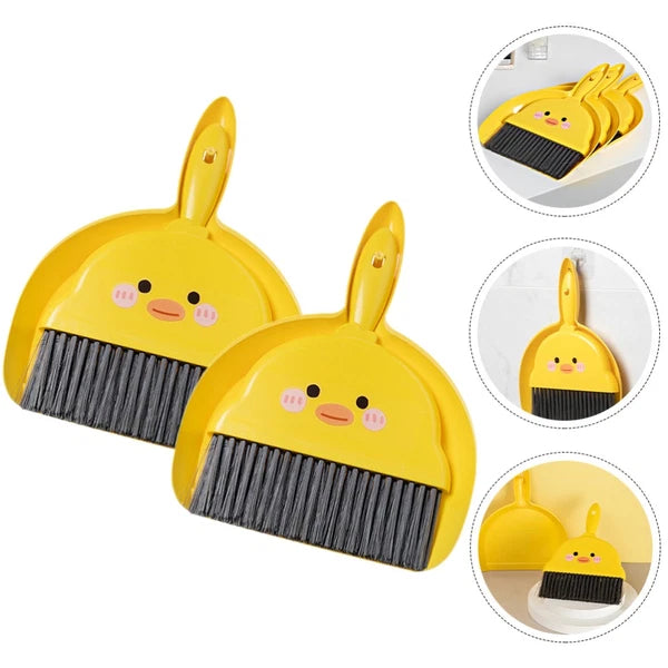 2 Sets Mini Broom Child Pupils Desktop Dust Pan Dustpan and Brush