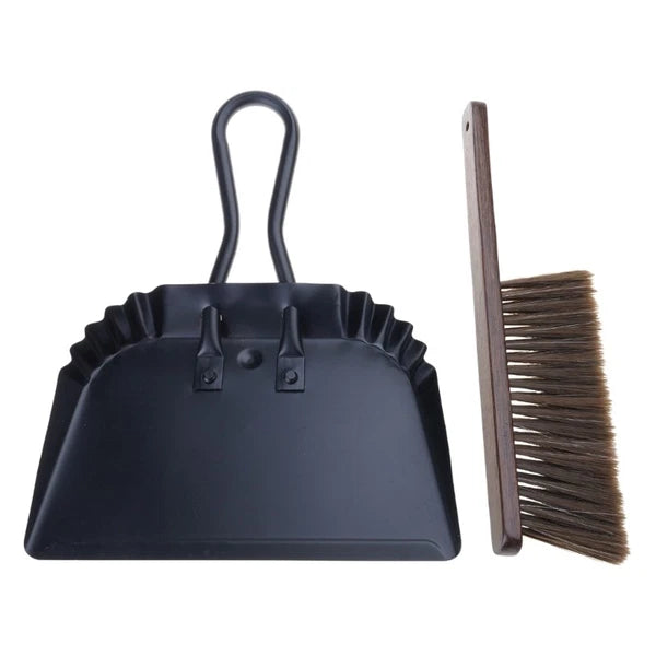Handheld Large Metal Dustpan and Broom Brush Cleaning Set for Comfortable Grip