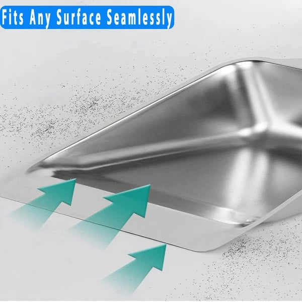 52" Long Handle Broom & 38" Heavy Duty Metal Dustpan Set for Home Kitchen