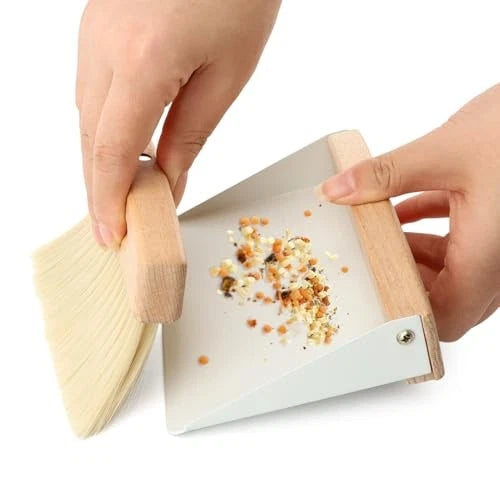 Mini Dustpan and Brush Set,Small Beechwood Dust Pan and Brush Set,Portable