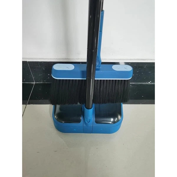 Dustpan & Brush Set Swivel Broom Extended Handle Indoor Cleaner Compact Storage