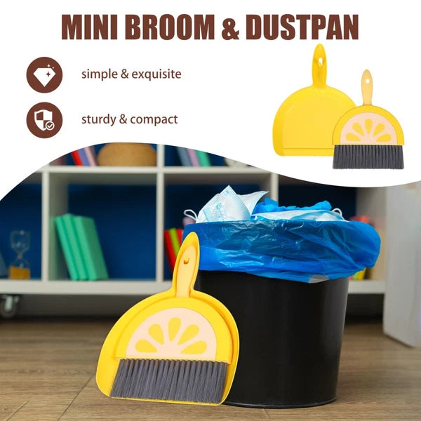 Mini Broom Set Office Brooms for Sweeping Indoor Small and Dustpan