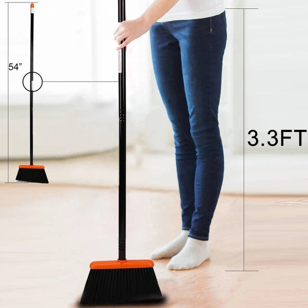 Broom and Dustpan Set 52" Handle Upright Stand for Home Office Lobby Floor