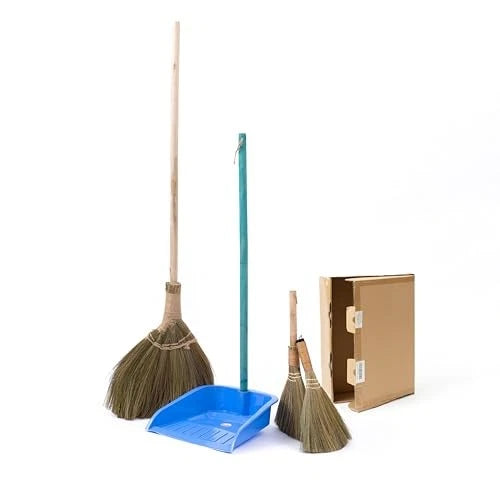 Broom and Dustpan Set for Home, Set of 3 Brooms - Broomstick for House, Combo 3