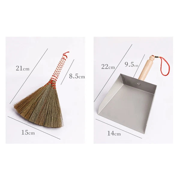 Desktop Cleaning Kit Child Dustpan and Broom Set with Small Brush