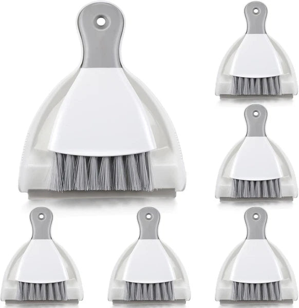 Zopeal 6 Sets Mini Dustpan and Brush Cleaner Set Small Whisk Hand Broom White