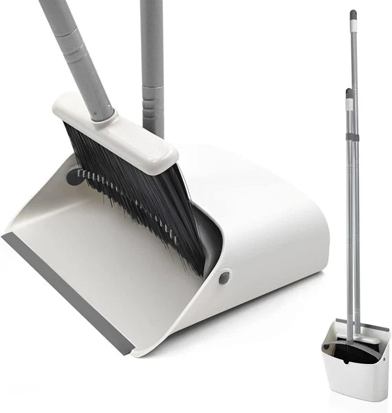 Broom and dustpan set, standing dustpan stand