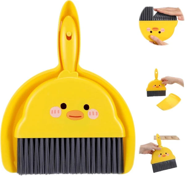 Mini Dustpan and Brush Set Durable Small Broom Yellow