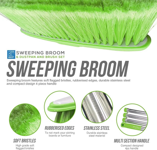 Sweeping Broom Indoor with Matching Dustpan and Brush Sets, Household Cleanin...