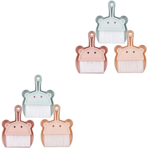 3 Sets Cartoon Broom Dustpan Portable Mini Dustpan Small Hand Broom-