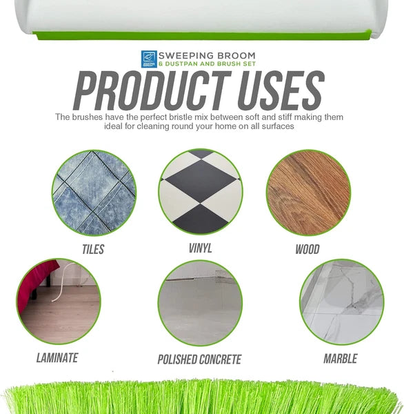 Sweeping Broom Indoor with Matching Dustpan and Brush Sets, Household Cleanin...