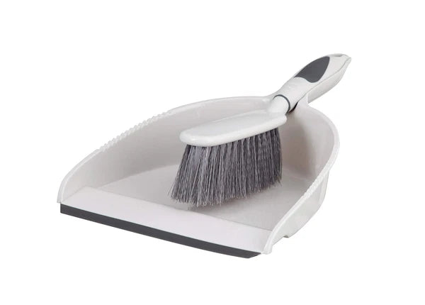 Brush and Dustpan Set, Rubber Edge for Easy Dirt Pickup, Durable Plastic Broo...