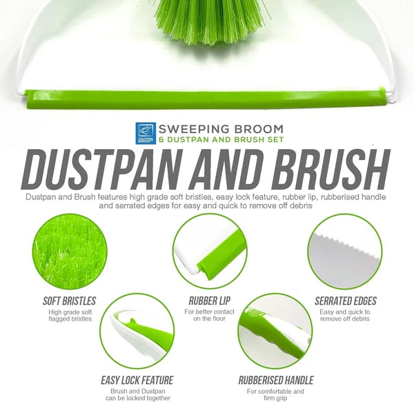 Sweeping Broom Indoor with Matching Dustpan and Brush Sets, Household Cleanin...