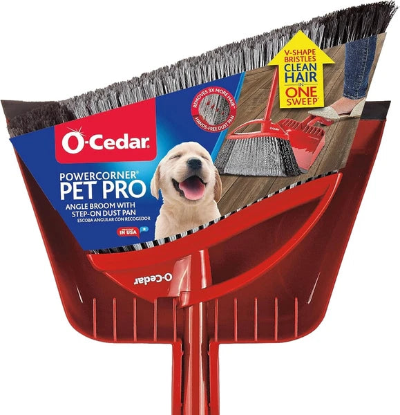 O-Cedar Pet Pro Broom with Step-On Dustpan | Remove 99% with One Sweep | Dustpan