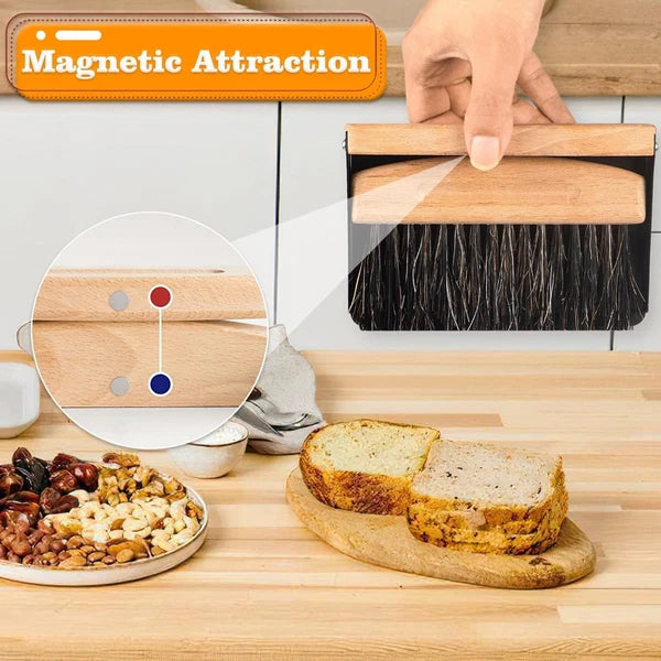 Small Dust Pan and Brush Set, Mini Hand Broom and Dustpan Set, Wooden Crumb S...