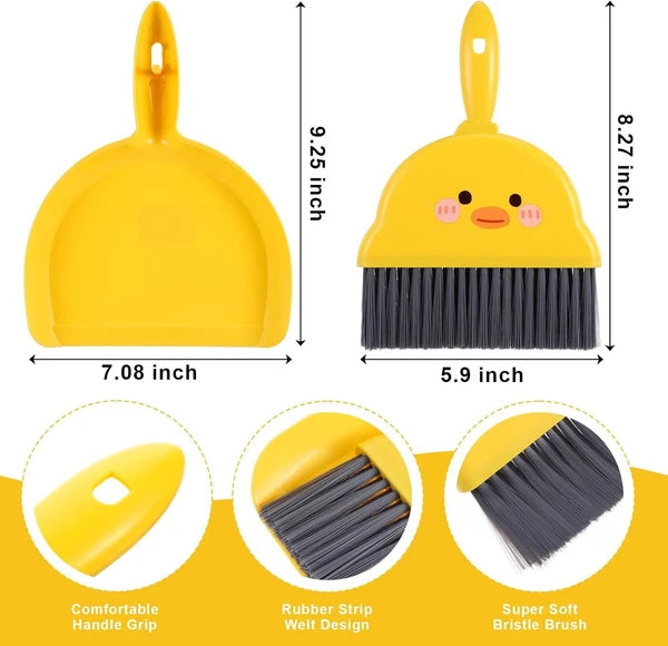 Mini Dustpan and Brush Set Durable Small Broom Yellow
