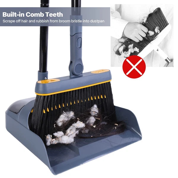 JEHONN Broom and Dustpan Set for Home 54 Inches Long Handle Lightweight 180 D...