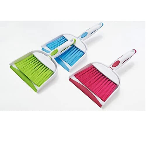 Dustpan and Brush Set Non-Slip Handle for Floor Surface Cleaning