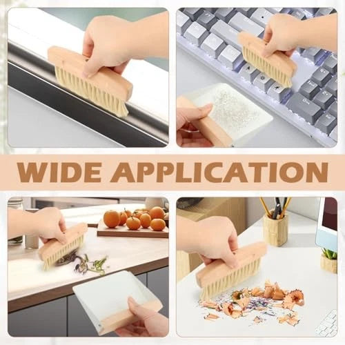 Mini Dustpan and Brush Set,Small Beechwood Dust Pan and Brush Set,Portable