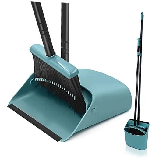 Broom with Dustpan Combo Set, Long Handle Lightweight Indoor Broom Set,