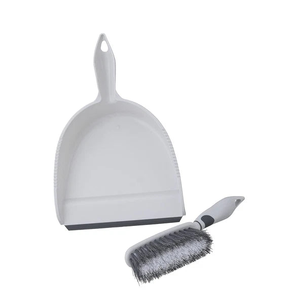 Brush and Dustpan Set, Rubber Edge for Easy Dirt Pickup, Durable Plastic Broo...