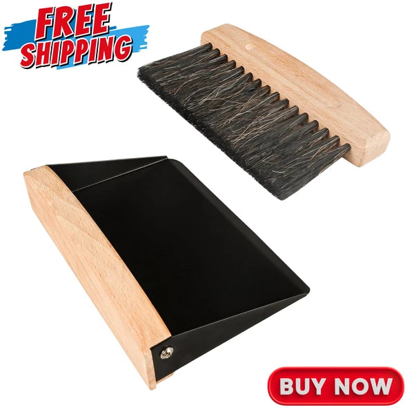 Small Dust Pan and Brush Set, Mini Hand Broom and Dustpan Set, Wooden Crumb S...