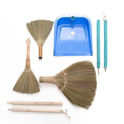Broom and Dustpan Set for Home, Set of 3 Brooms - Broomstick for House, Combo 3