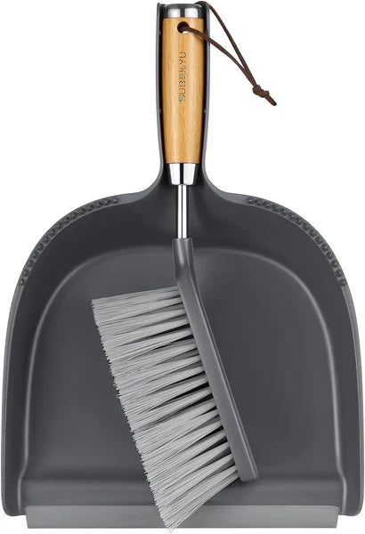 Dustpan and Brush Set, Stainless Steel Handle, Hand Mini Broom for Home Cleaning