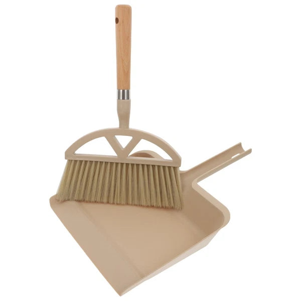 1 Set Mini Broom and Dustpan Desktop Sweeping Tools for Home Office (Khaki)