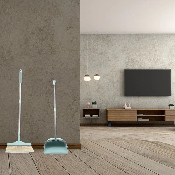 Broom Dustpan Set Sweeping Brush and House Cleaning Kit Office with Standing