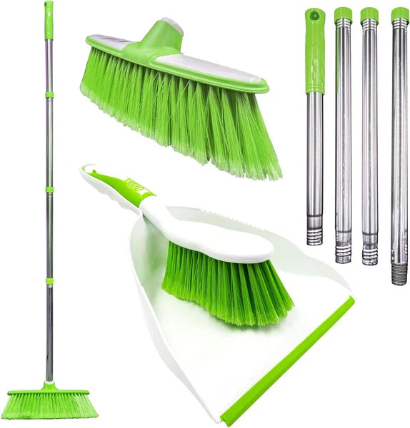 Sweeping Broom Indoor with Matching Dustpan and Brush Sets, Household Cleanin...