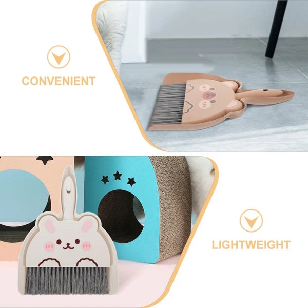 2 Set of Desktop Cleaning Broom Dustpan Table Brush Set Dining Cartoon Sweeper