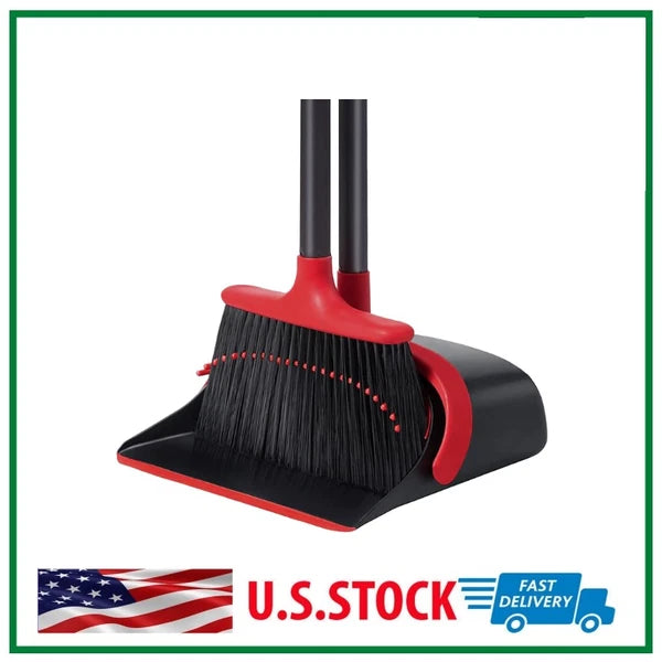 Broom & Dustpan Set for Home,52" Long Handle with Stand Up Dustpan for Kitchen..