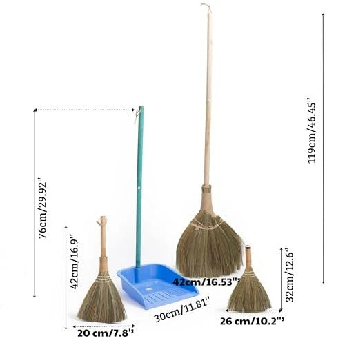 Broom and Dustpan Set for Home, Set of 3 Brooms - Broomstick for House, Combo 3