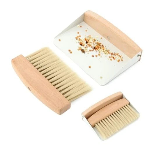 Mini Dustpan and Brush Set,Small Beechwood Dust Pan and Brush Set,Portable