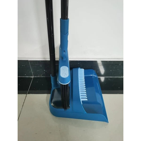 Dustpan & Brush Set Swivel Broom Extended Handle Indoor Cleaner Compact Storage