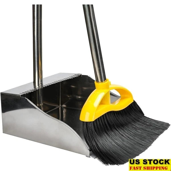 Broom & Dustpan Set Adjustable Handle Soft Bristles Indoor Floor Cleaning Tool