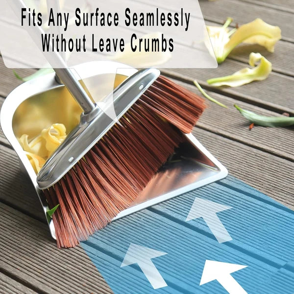 Broom and Dustpan Set for Home, 56" Kitchen Broom with Dustpan Combo Set, Heavy
