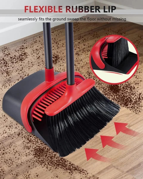 Broom & Dustpan Set for Home,52" Long Handle with Stand Up Dustpan for Kitchen..