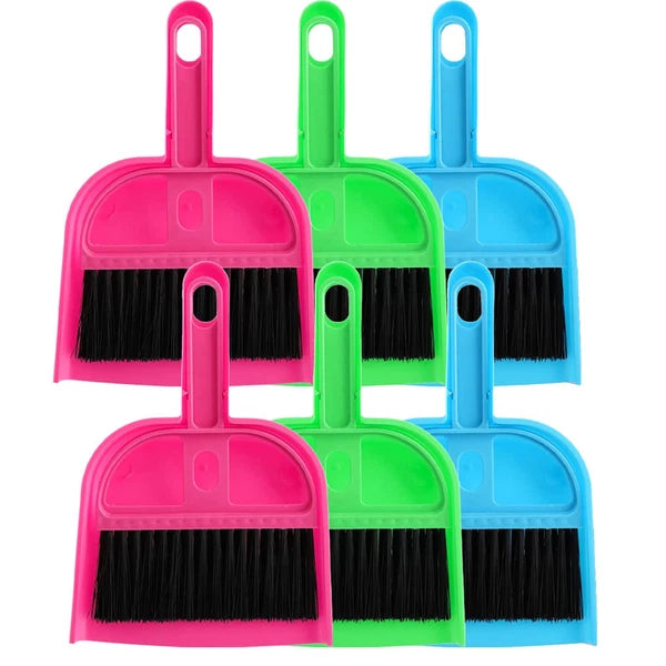 6 Pack Small Broom and Dustpand Set Handheld Cleaning Brush with Dustpan