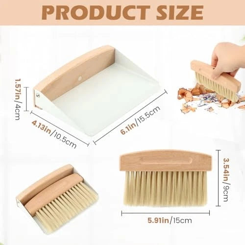 Mini Dustpan and Brush Set,Small Beechwood Dust Pan and Brush Set,Portable