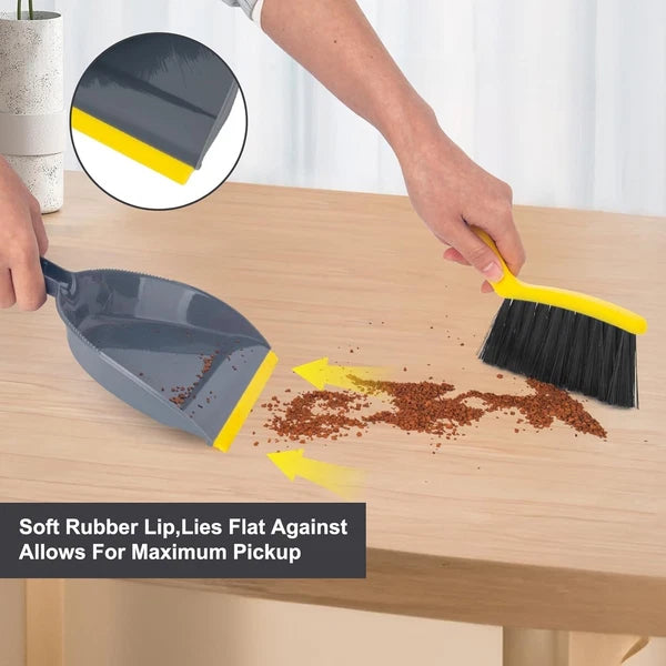 Dustpan and Broom Set Small,Mini Handheld Dust pan with Cleaning Brush Combo