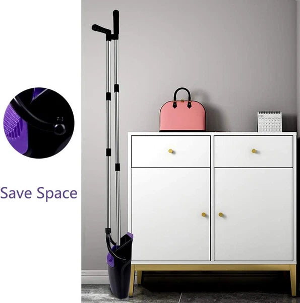 Broom and Dustpan Set Upright 50-In Broom Set Long Handle Self Cleaning Floor