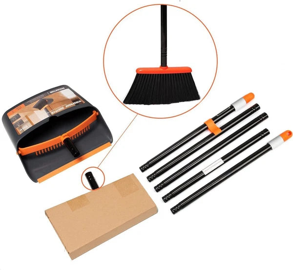 Broom and Dustpan Set 52" Handle Upright Stand for Home Office Lobby Floor